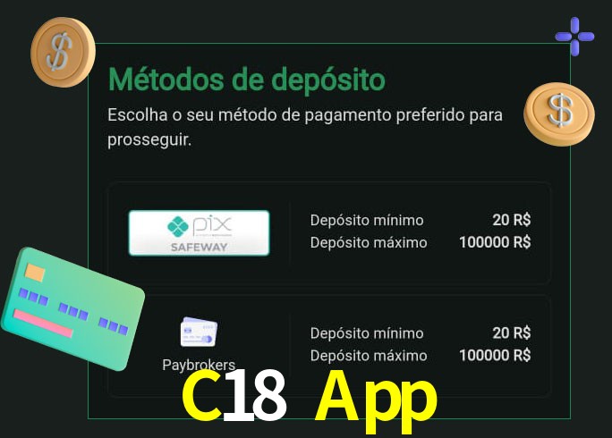 O cassino C18 App oferece uma grande variedade de métodos de pagamento